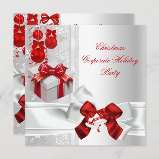 Kerstfeestdag in bedrijf: rood wit kaart (Voorkant / Achterkant)