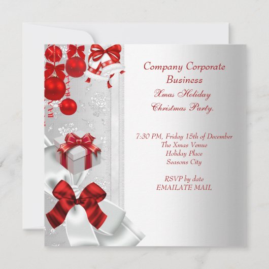 Kerstfeestdag in bedrijf: rood wit kaart (Achterkant)