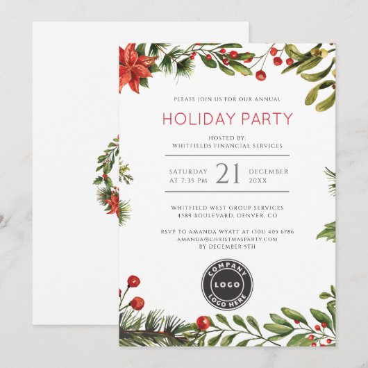 Kerstfeestdag in bedrijven kaart (Voorkant / Achterkant)