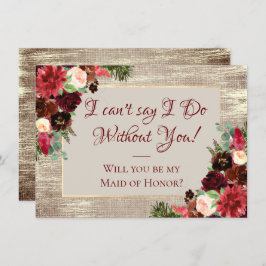 Kerstfeestdag in Boho Burgundy Gold Bridal Kaart