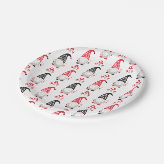 Kerstfeestdag in Cute Gnome Papieren Bordje (Gekanteld)