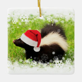 Kerstfeestdag in Cute Skunk Keramisch Ornament