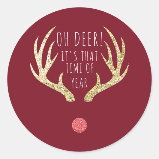 Kerstfeestdag in de Eerste Kerstdag in Deer Antler Ronde Sticker (Voorkant)
