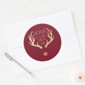 Kerstfeestdag in de Eerste Kerstdag in Deer Antler Ronde Sticker (Envelop)