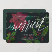 Kerstfeestdag in de feestdag in Poinsettia Kaart (Voorkant / Achterkant)