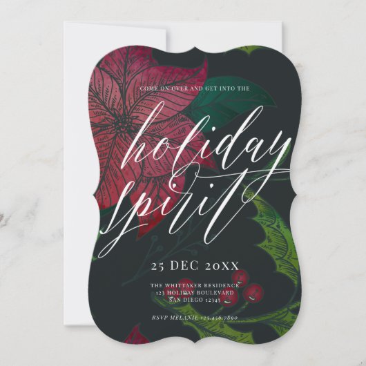 Kerstfeestdag in de feestdag in Poinsettia Kaart (Voorkant)