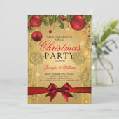 Kerstfeestdag in de gouden en rode slam kaart (Staand voorkant)