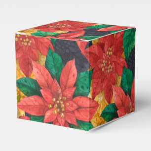 Kerstfeestdag in de rode en gouden Poinsettias Bedankdoosjes