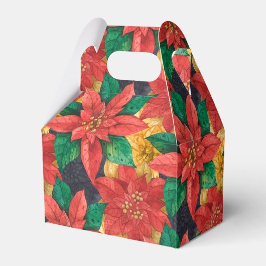 Kerstfeestdag in de rode en gouden Poinsettias Bedankdoosjes (Achterkant)