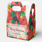 Kerstfeestdag in de rode en gouden Poinsettias Bedankdoosjes (Geopend)