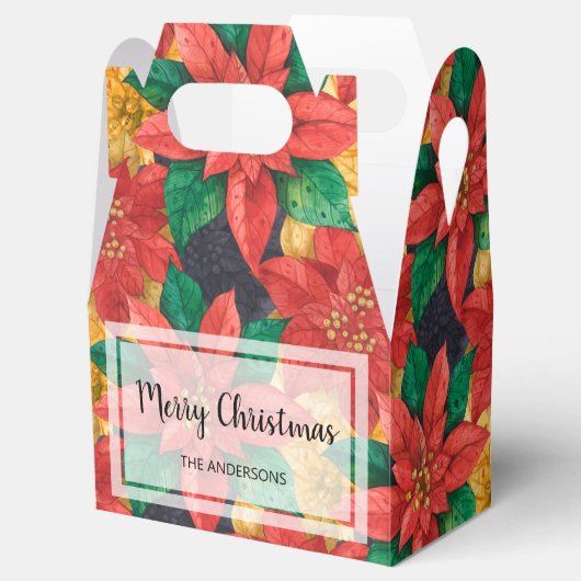 Kerstfeestdag in de rode en gouden Poinsettias Bedankdoosjes (Geopend)