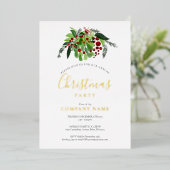 kerstfeestdag in de rode kernen folie feestdagenkaart (Staand Voorkant)