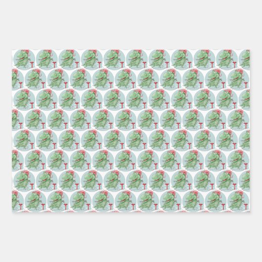 Kerstfeestdag in de T-Rex-feestdag Inpakpapier Vel (Voorkant 2)