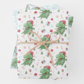 Kerstfeestdag in de T-Rex-feestdag Inpakpapier Vel (In situ)