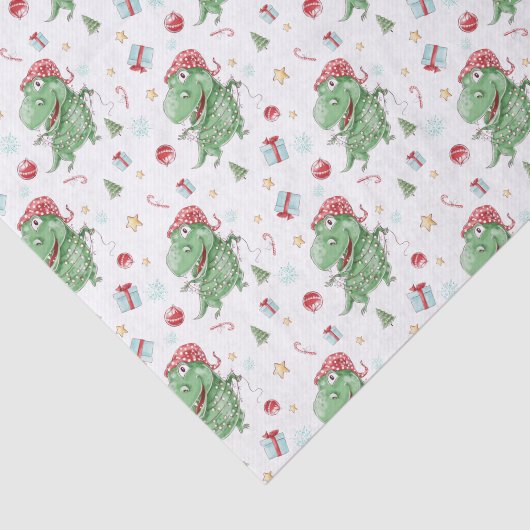 Kerstfeestdag in de T-Rex-feestdag Tissuepapier (Detail)