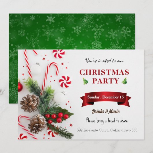 Kerstfeestdag in de waterverf kaart (Voorkant / Achterkant)