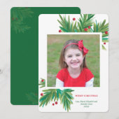 Kerstfeestdag in de Waterverf Pine & Berries Feestdagenkaart (Voorkant / Achterkant)