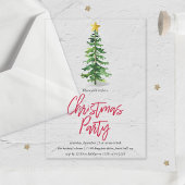 kerstfeestdag in de waterverf Pine Tree Acryl Uitnodigingen