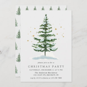 kerstfeestdag in de waterverf Pine Tree Kaart