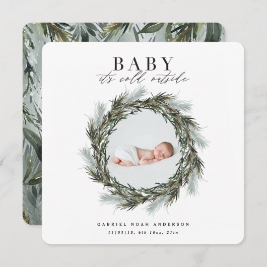 Kerstfeestdag in de winter aankondiging (Voorkant / Achterkant)