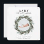 Kerstfeestdag in de winter aankondiging<br><div class="desc">Baby is buiten koud. De kerstfoto van de geboorte Holiday-kaart. Ontwerp van de wintergrote waterverf. Bijgewerkt lijst rond de foto.</div>