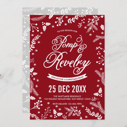 Kerstfeestdag in de winter in Cherry Kaart (Voorkant / Achterkant)