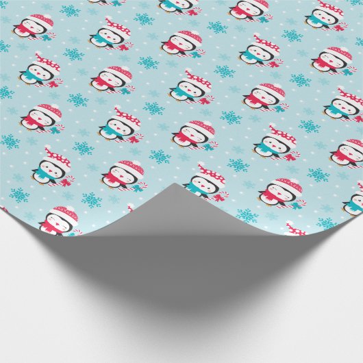 Kerstfeestdag in de winter in Penguin Cadeaupapier (Hoek)
