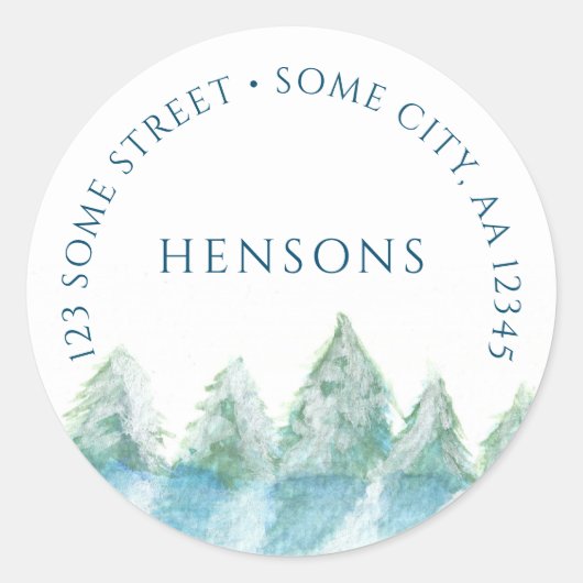 Kerstfeestdag in de winter Waterverf Ronde Sticker (Voorkant)