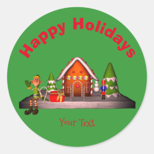 kerstfeestdag in Gingerbrood House Persoonlijk Ronde Sticker