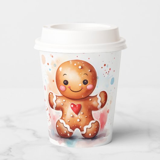 kerstfeestdag in Gingerbrood Papieren Bekers (Achterkant)