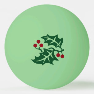 Kerstfeestdag in Groene Holly en Rode Berries Pingpongbal