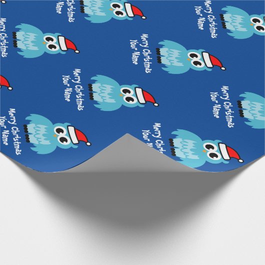 Kerstfeestdag in het aangepaste kind Cute blue San Cadeaupapier (Hoek)