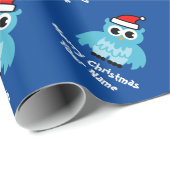 Kerstfeestdag in het aangepaste kind Cute blue San Cadeaupapier (Rol Hoek)