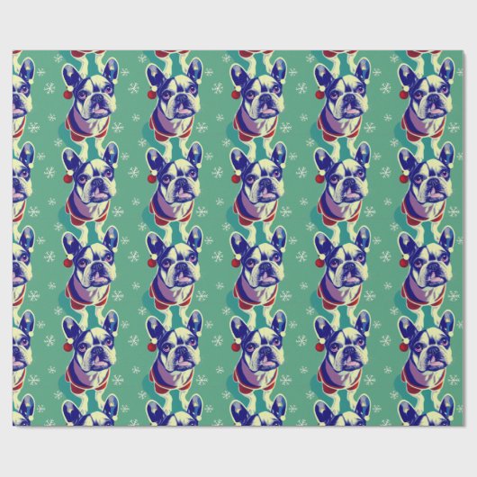 Kerstfeestdag in het Franse Bulldog Snowflakes Cadeaupapier (Vlak)