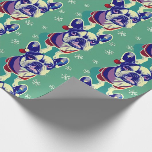 Kerstfeestdag in het Franse Bulldog Snowflakes Cadeaupapier (Hoek)