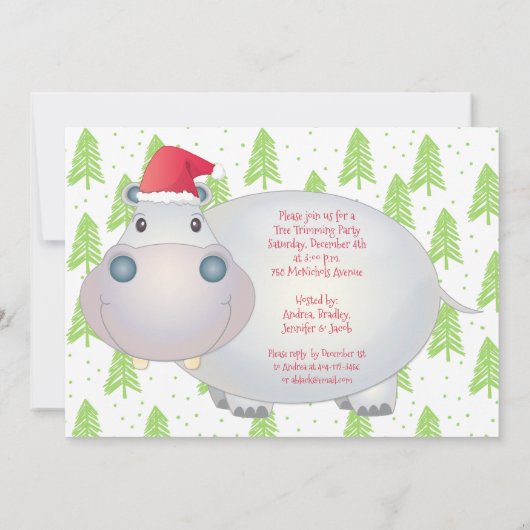 Kerstfeestdag in het Kind Hippo Hippopotamus Kaart (Achterkant)