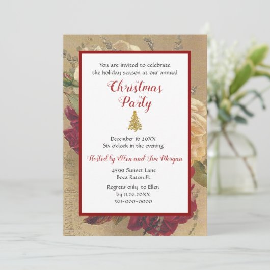  kerstfeestdag in het Roos Burgundy Kaart (Staand voorkant)