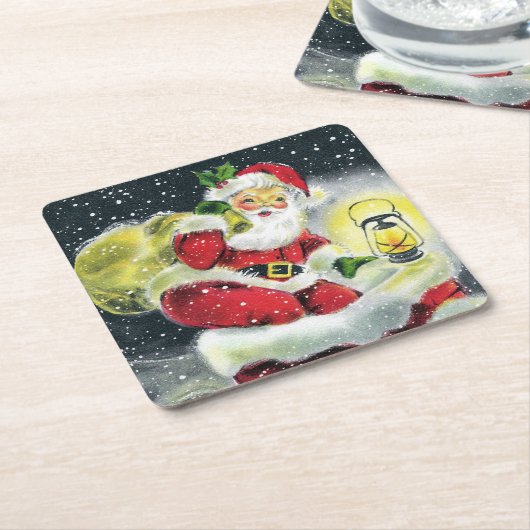 kerstfeestdag in het vizier kartonnen onderzetters (Schuin)