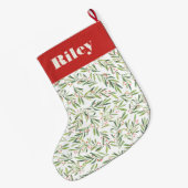 Kerstfeestdag in Holly en Berries Grote Kerstsok (Achterkant (Hangend))