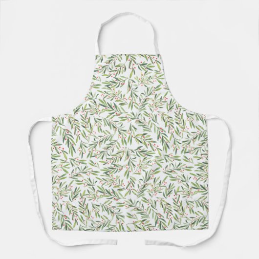 Kerstfeestdag in Holly en Berries Schort (Voorkant)