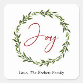 Kerstfeestdag in Joy Typography Script Vierkante Sticker (Voorkant)