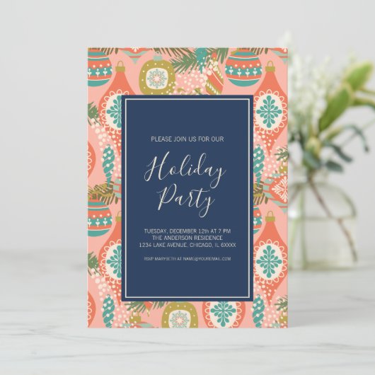 Kerstfeestdag in kleurrijke Retro Kaart (Staand voorkant)