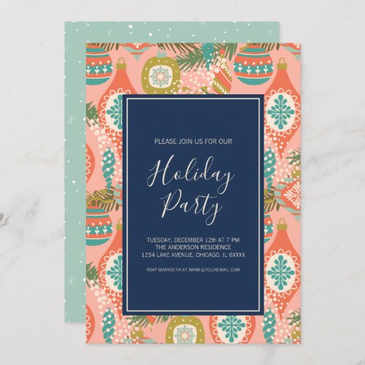 Kerstfeestdag in kleurrijke Retro Kaart (Voorkant / Achterkant)