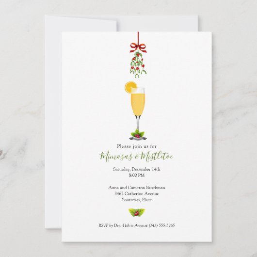 Kerstfeestdag in Mimosas en Mistletoe Kaart (Voorkant)