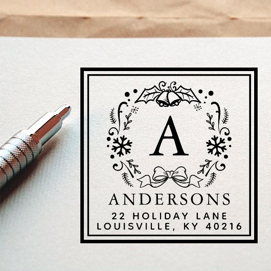 kerstfeestdag in Monogram Winterfeest Zelfinktende Stempel