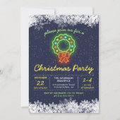 Kerstfeestdag in Navy Blue Neon Snowflake Kaart (Voorkant)