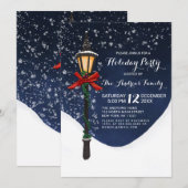 Kerstfeestdag in Navy Blue White Snowy Scenery Kaart (Voorkant / Achterkant)