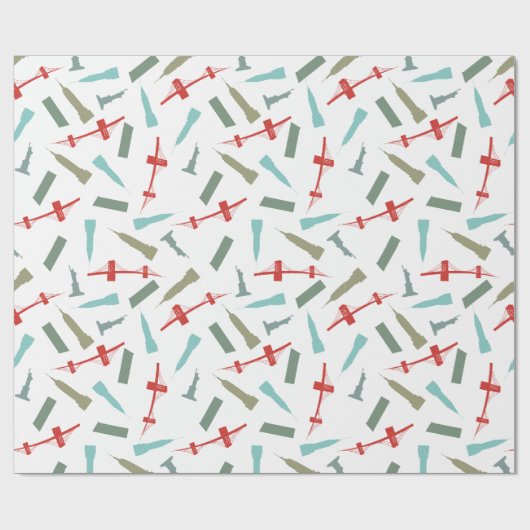 Kerstfeestdag in New York City Architecture Cadeaupapier (Vlak)