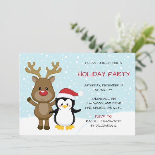 kerstfeestdag in Penguin Kaart (Staand voorkant)