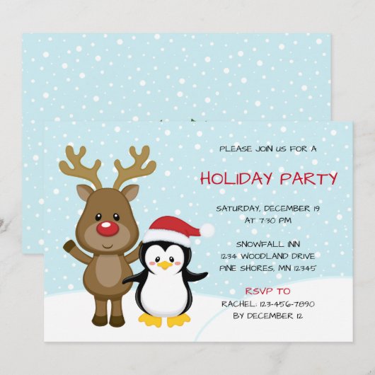 kerstfeestdag in Penguin Kaart (Voorkant / Achterkant)